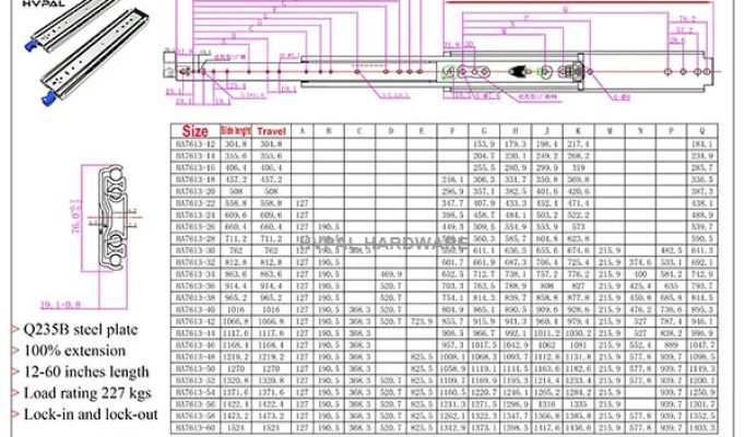 heavy duty slides industrial drawing